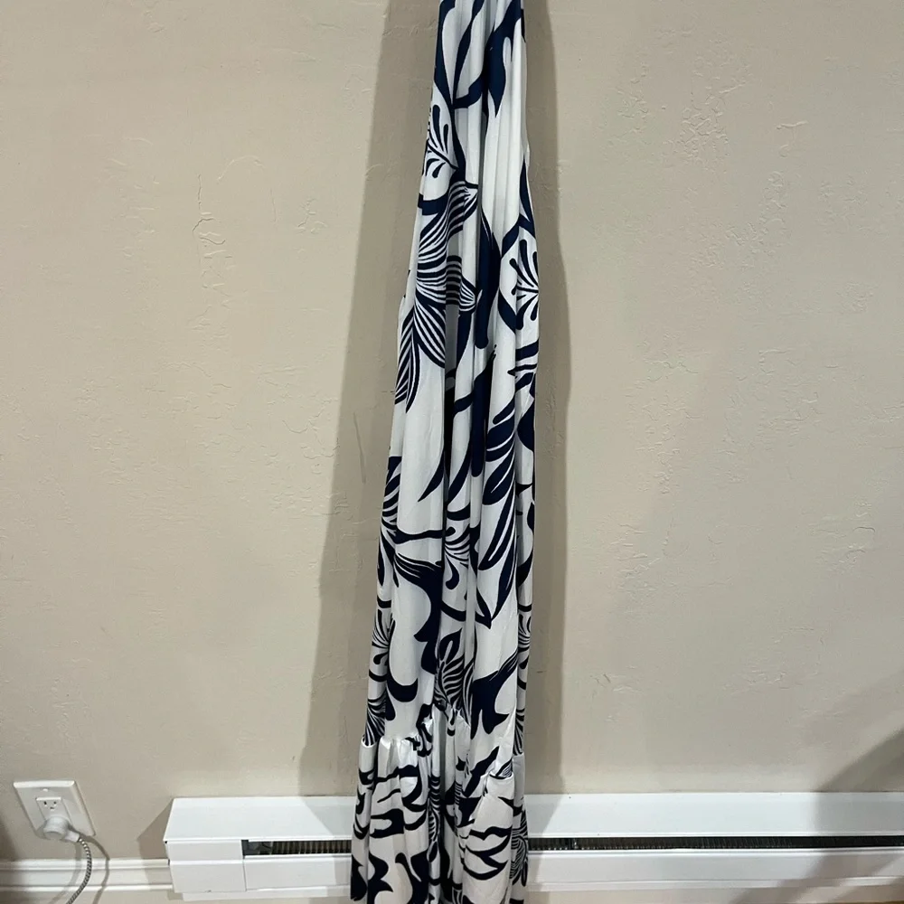 Women’s Navy and White Cutout O-Ring Maxi Dress, Size M-L - Picture 4 of 7